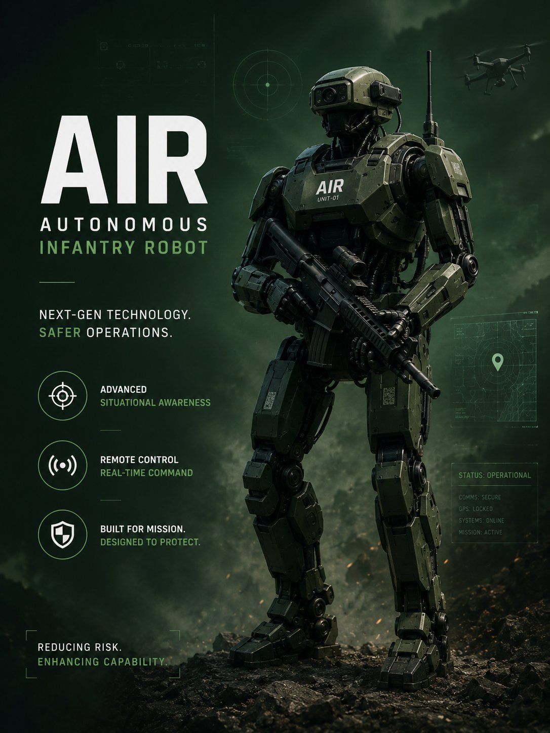 AIR — Autonomous Infantry Robot concept visualization